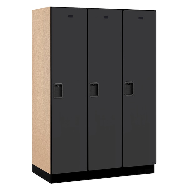 1 Tier Designer Locker, 54"Wx76"Hx21"D, 3 Door, Black